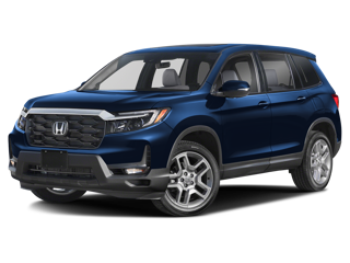 blue 2025 honda passport side angle front view