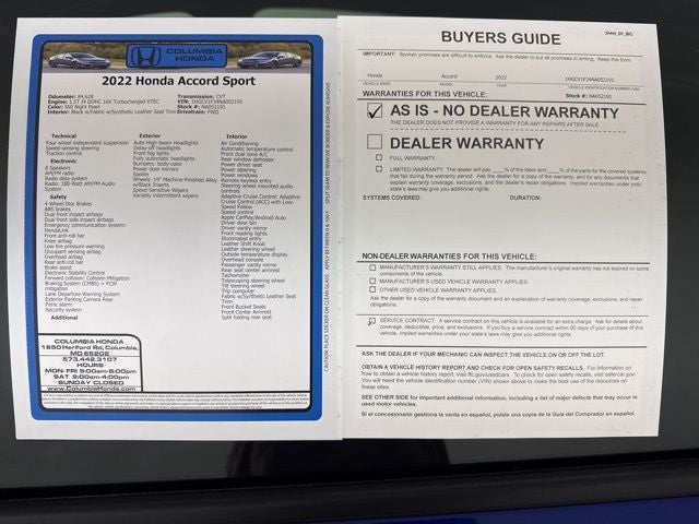 2022 Honda Accord Sport