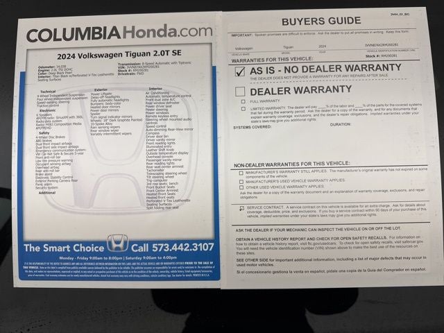2024 Volkswagen Tiguan 2.0T SE
