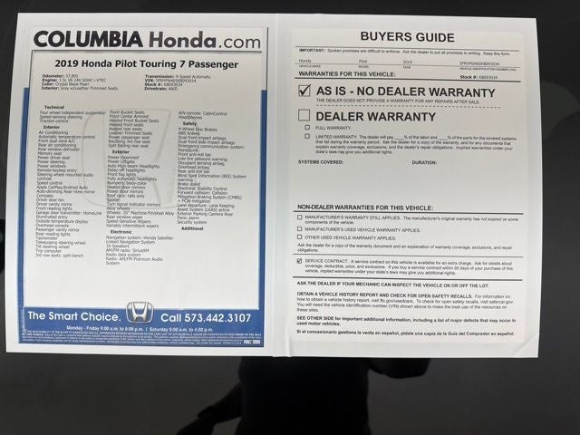 2019 Honda Pilot Touring 7 Passenger