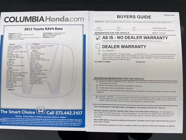 2012 Toyota RAV4 Base