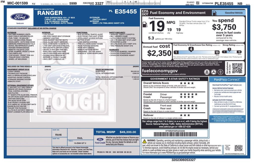 2023 Ford Ranger Lariat Tremor