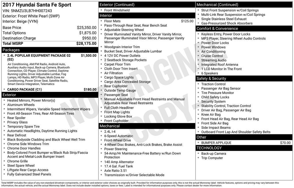 2017 Hyundai Santa Fe Sport 2.4 Base