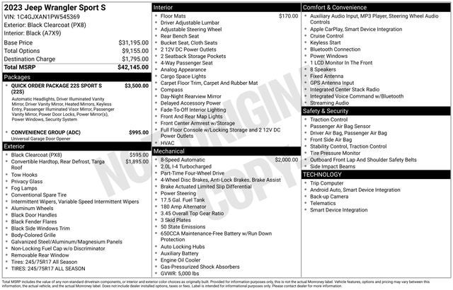 2023 Jeep Wrangler Sport S