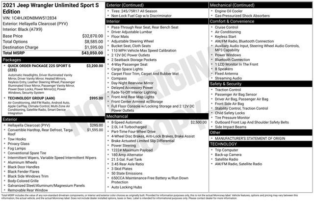 2021 Jeep Wrangler Unlimited Sport S
