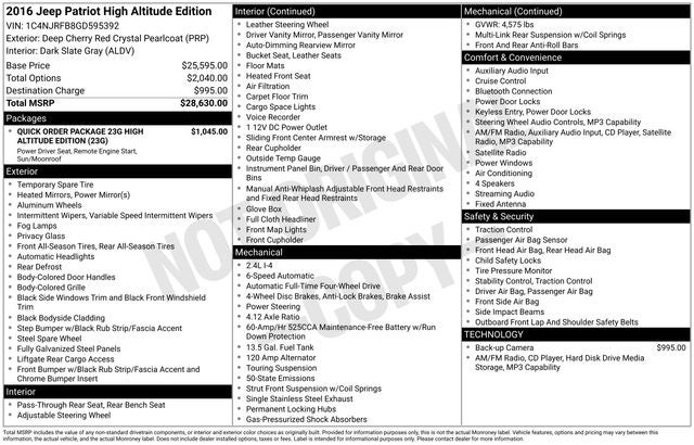 2016 Jeep Patriot High Altitude