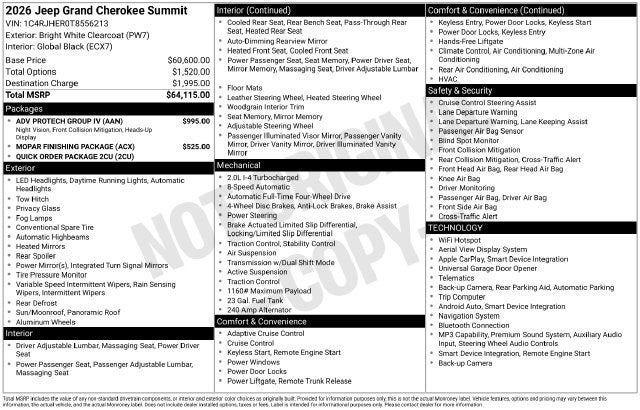 2026 Jeep Grand Cherokee Summit