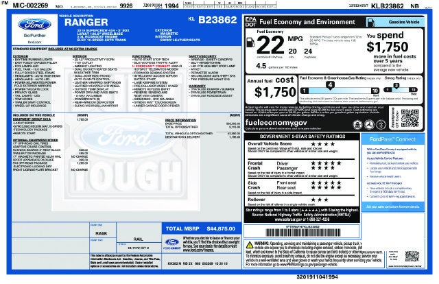 2019 Ford Ranger Lariat