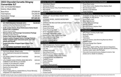 2022 Chevrolet Corvette Stingray 3LT