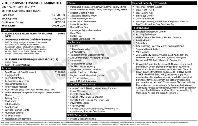 2018 Chevrolet Traverse 3LT