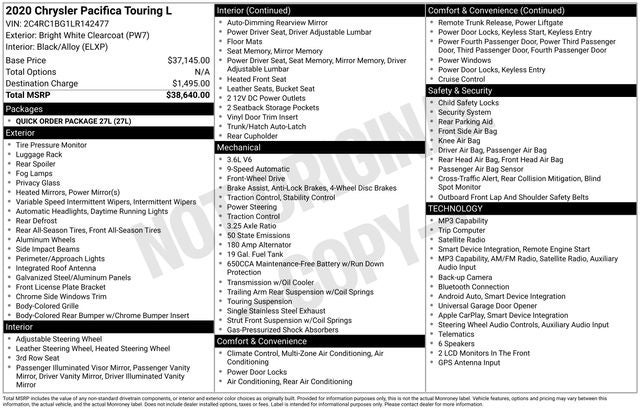 2020 Chrysler Pacifica Touring L