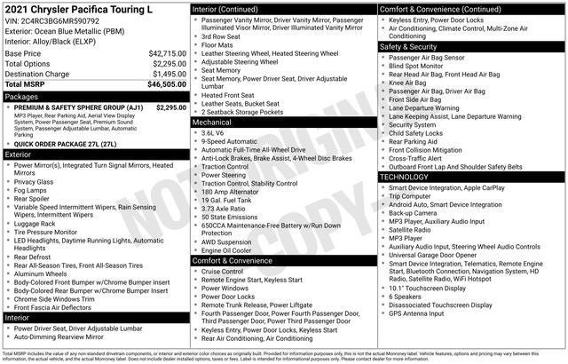 2021 Chrysler Pacifica Touring L