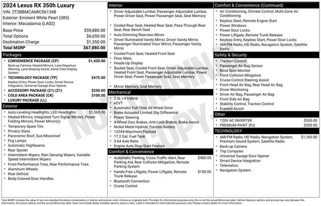 2024 Lexus RX 350h Luxury