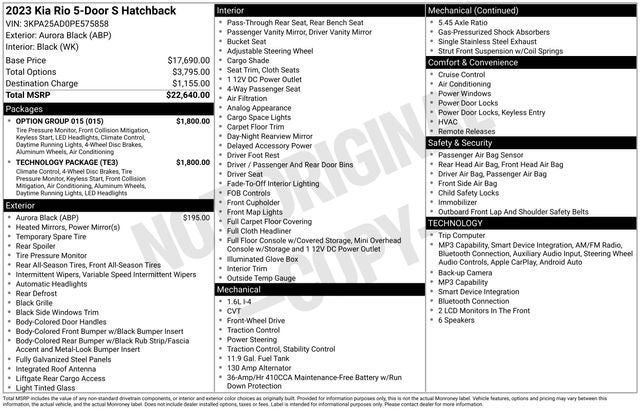 2023 Kia Rio S
