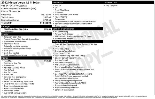 2012 Nissan Versa 1.6 S