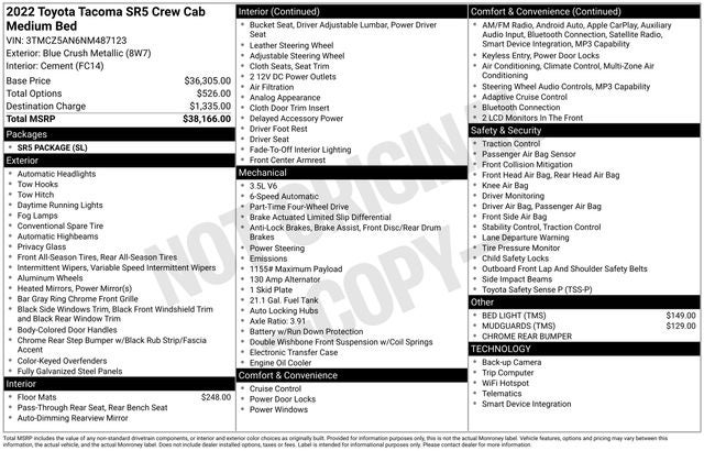 2022 Toyota Tacoma SR5 V6