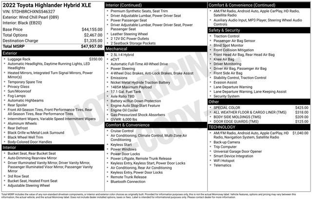 2022 Toyota Highlander Hybrid XLE