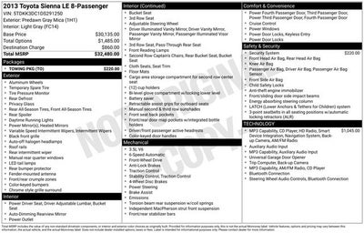2013 Toyota Sienna LE 8 Passenger