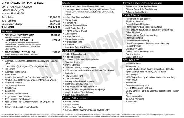 2023 Toyota GR Corolla Core