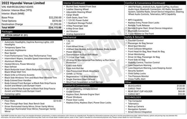 2022 Hyundai Venue Limited