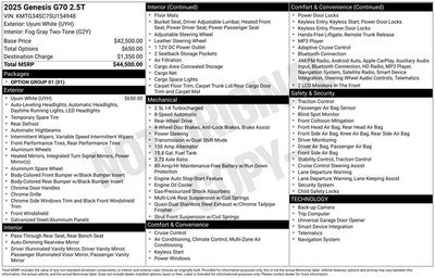 2025 Genesis G70 2.5T