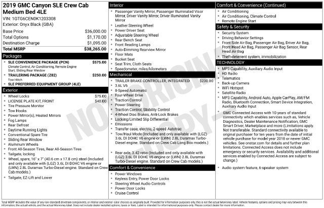 2019 GMC Canyon SLE1