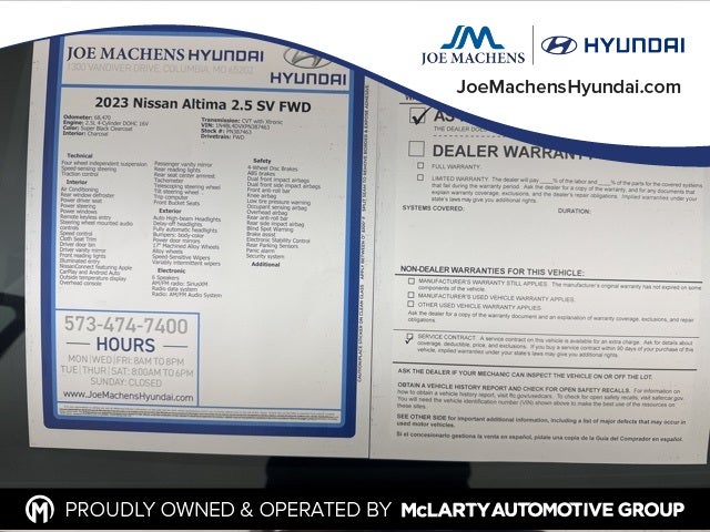 2023 Nissan Altima 2.5 SV FWD