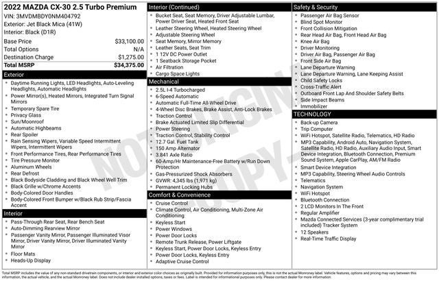 2022 Mazda Mazda CX-30 2.5 Turbo Premium Package