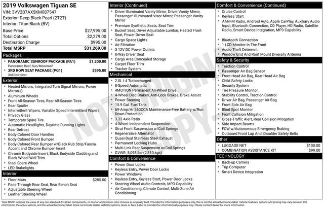 2019 Volkswagen Tiguan 2.0T SE 4Motion