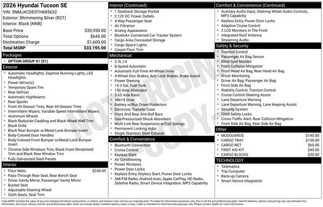 2026 Hyundai Tucson SE