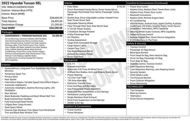 2022 Hyundai Tucson SEL AWD w/ Premium & Convenience Pkg