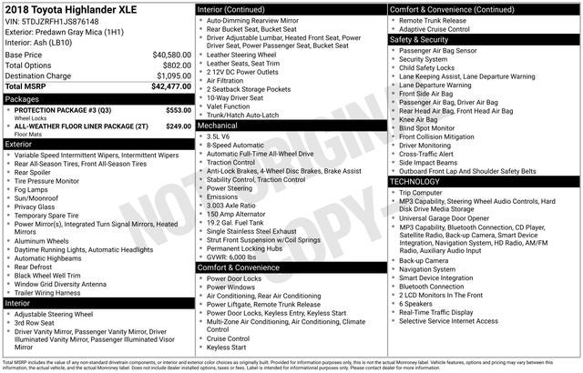 2018 Toyota Highlander XLE AWD