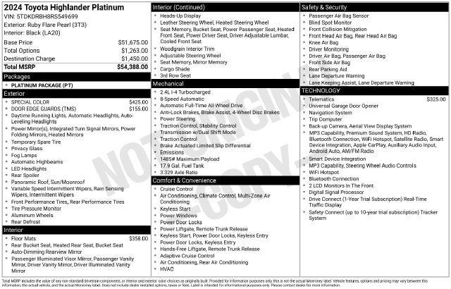 2024 Toyota Highlander Platinum