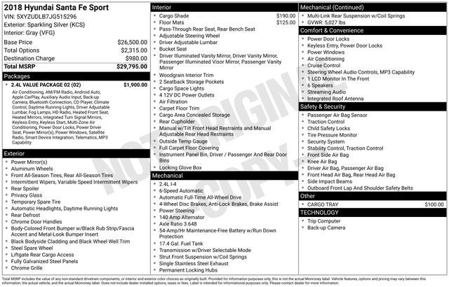 2018 Hyundai Santa Fe Sport 2.4 Base