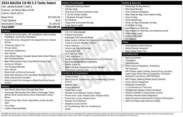 2024 Mazda Mazda CX-90 3.3 Turbo Select