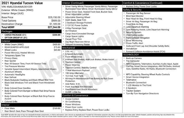 2021 Hyundai Tucson Value FWD