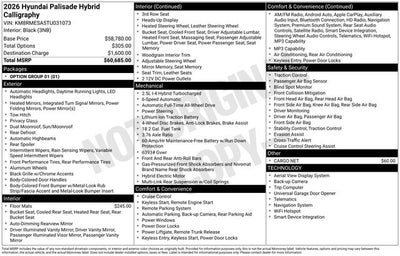 2026 Hyundai Palisade Hybrid Calligraphy AWD