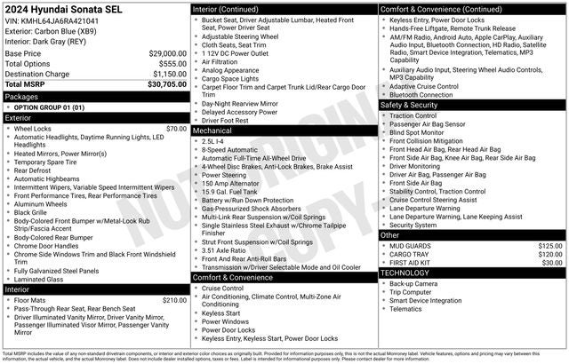 2024 Hyundai Sonata SEL AWD