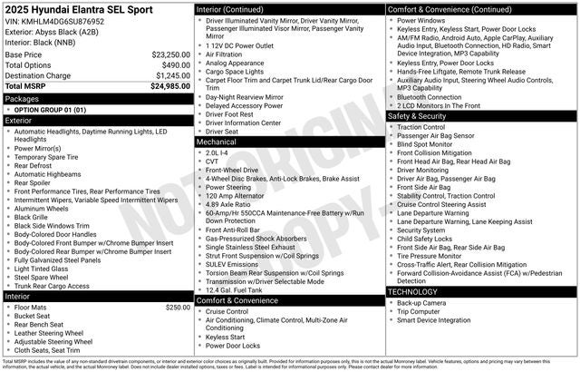 2025 Hyundai Elantra SEL Sport