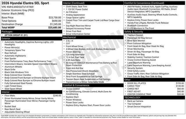 2026 Hyundai Elantra SEL Sport