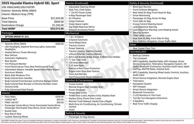 2025 Hyundai Elantra Hybrid SEL Sport