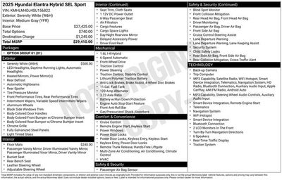2025 Hyundai Elantra Hybrid SEL Sport