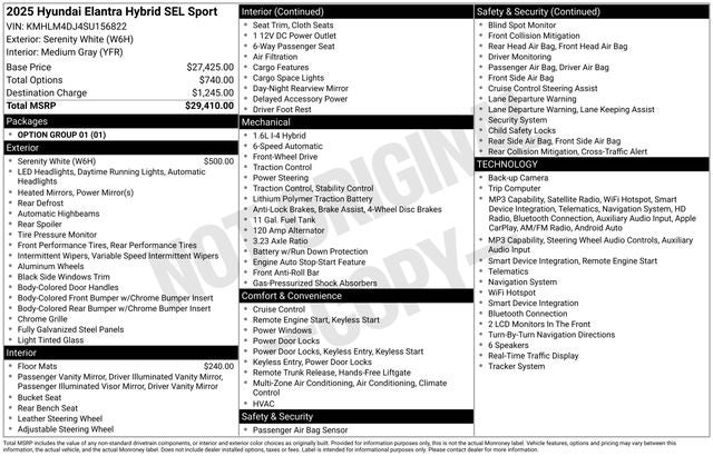2025 Hyundai Elantra Hybrid SEL Sport