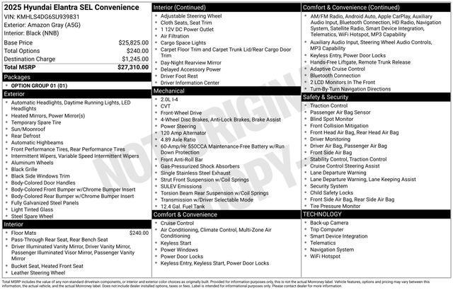 2025 Hyundai Elantra SEL Convenience