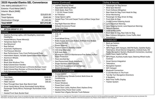2025 Hyundai Elantra SEL Convenience