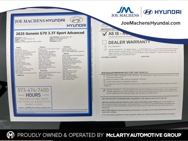 2025 Genesis G70 3.3T Sport Advanced