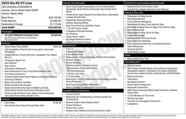 2025 Kia K5 GT-Line FWD w/ Premium Pkg