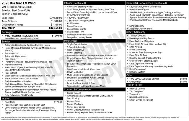 2023 Kia Niro EV Wind w/ Preserve Pkg
