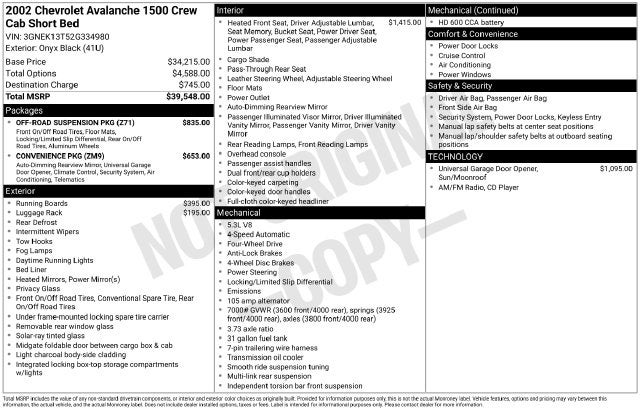 2002 Chevrolet Avalanche 1500 Base