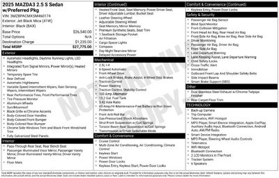 2025 Mazda Mazda3 2.5 S Preferred Package